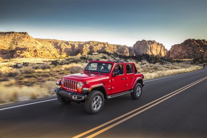 2020 Jeep Wrangler Sahara EcoDiesel Red Exterior Front View