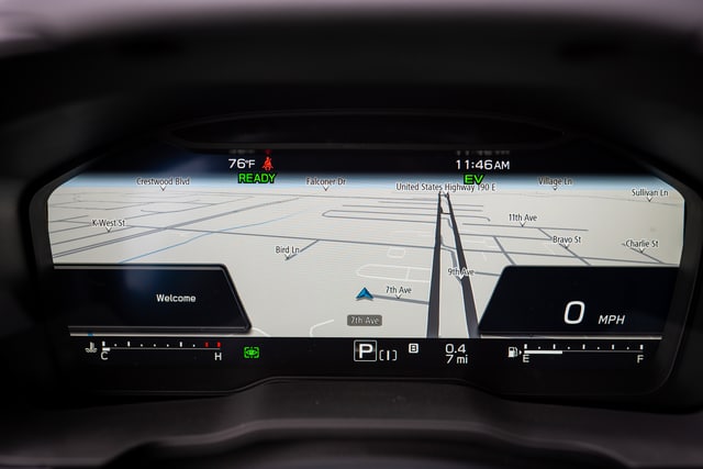 Customer learning about Subaru vehicle technology