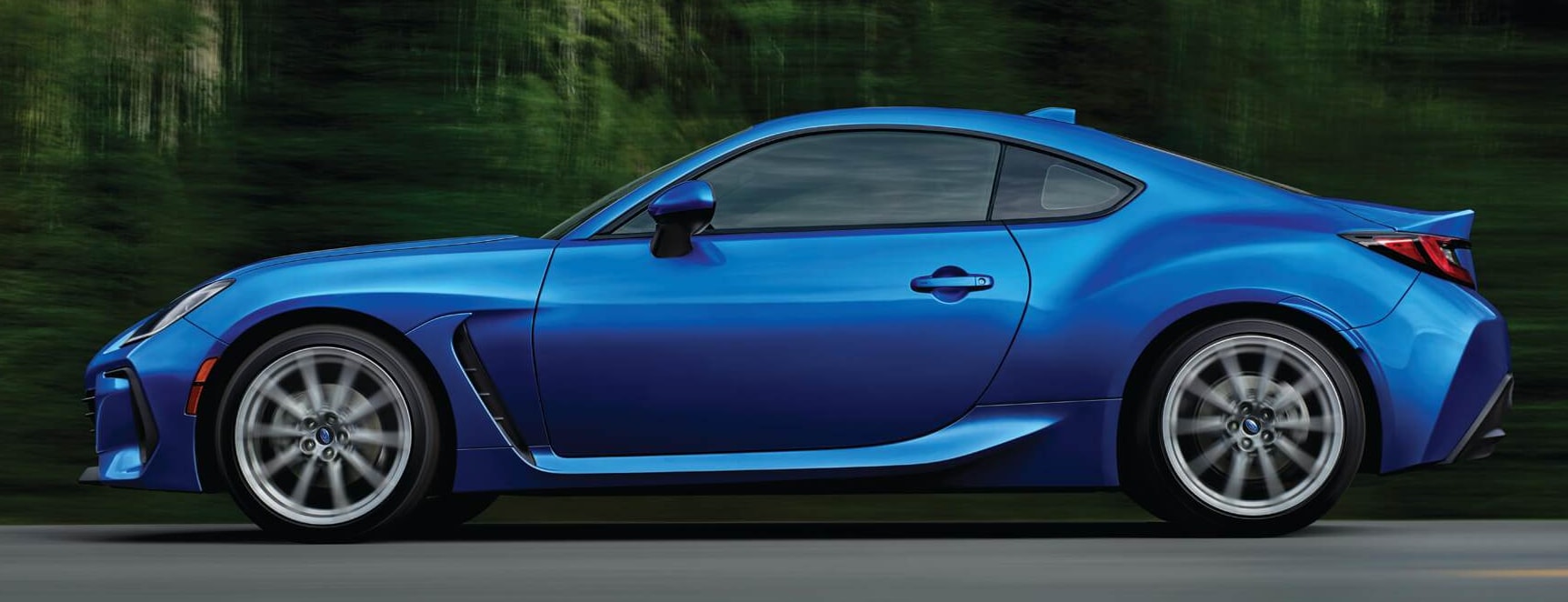 22 blue subaru brz side view