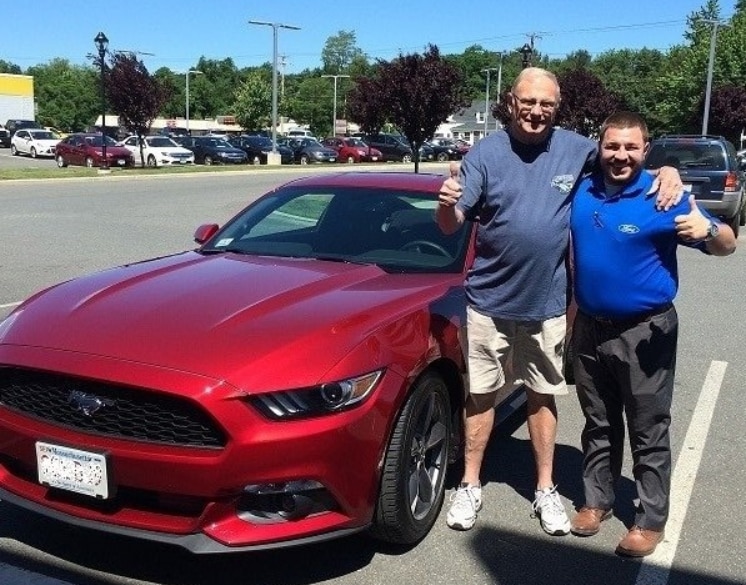 thumbs up from new Mustang owner at Balise Ford happy new Ford Mustang owner at Balise Ford