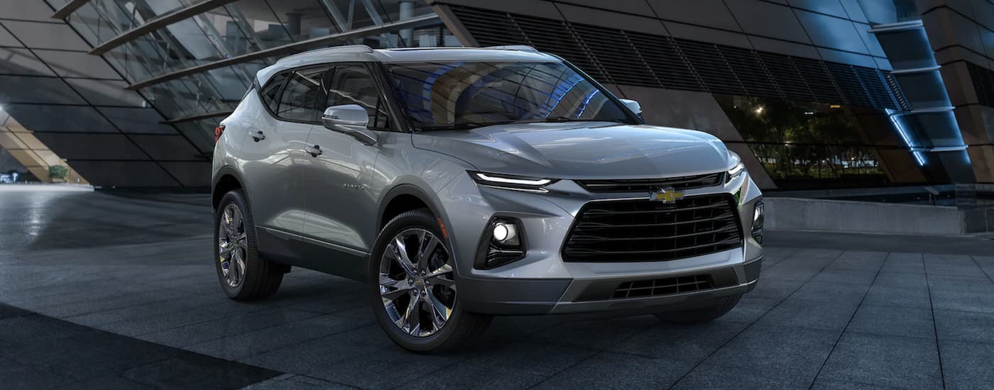Chevy%20Dealer%20Near%20Greenfield%20-%202022%20Chevy%20Blazer%20-%20Silver.jpg A grey 2022 Chevy Blazer parked outside a building.