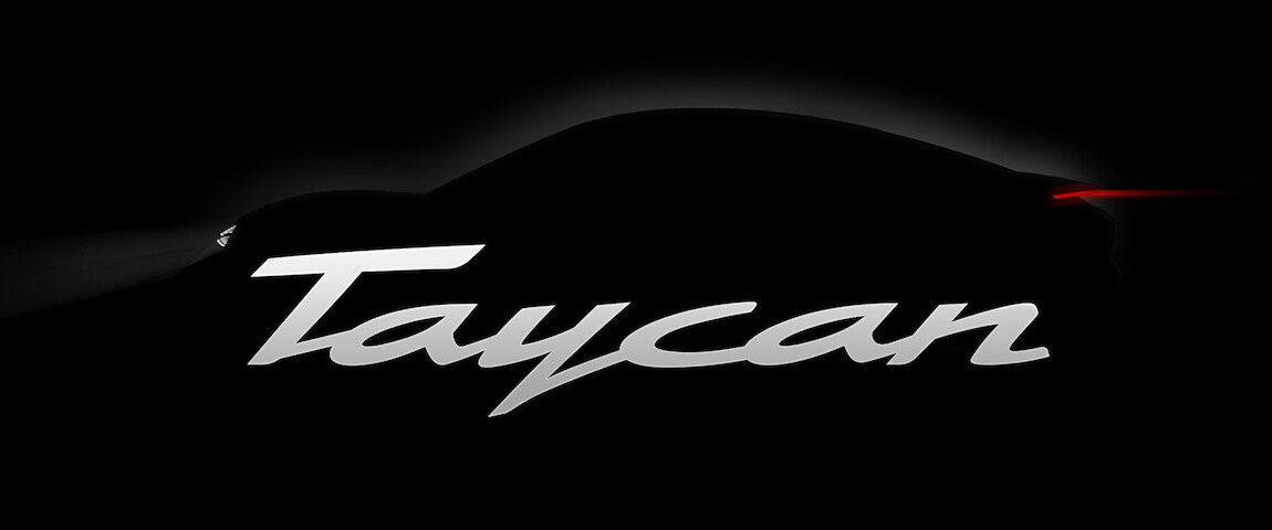 Porsche Taycan silhouette and logo