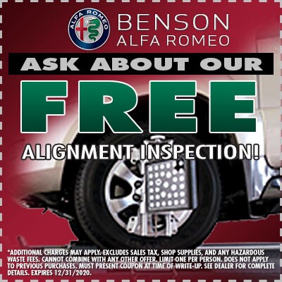 Free Alignment Inspection Greer SC 29650 Benson Alfa Romeo