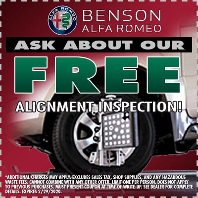 Free Alignment Inspection Greer SC 29650 Benson Alfa Romeo