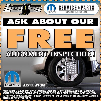 FREE Alignment Inspection Greer SC 29650 Benson Jeep