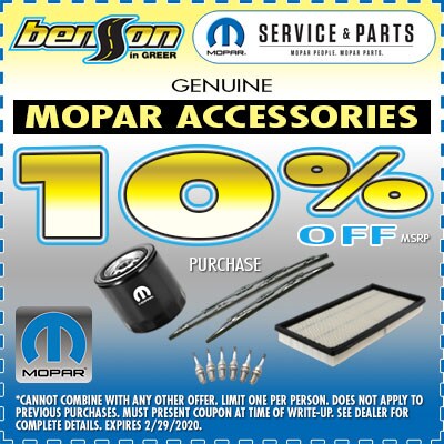MOPAR Accessories Discount Greer SC 29650 Benson CDJR