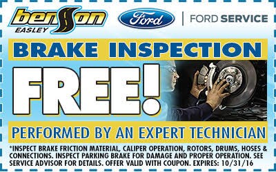 Free Brake Inspection Easley SC 29640 Benson Ford
