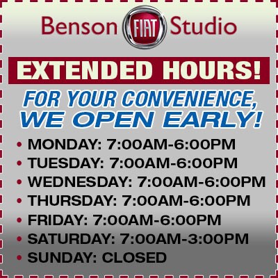 Extended Hours Greer SC 29650 Benson Fiat