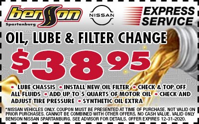 Oil Lube Filter Change Spartanburg SC 29303 Benson Nissan