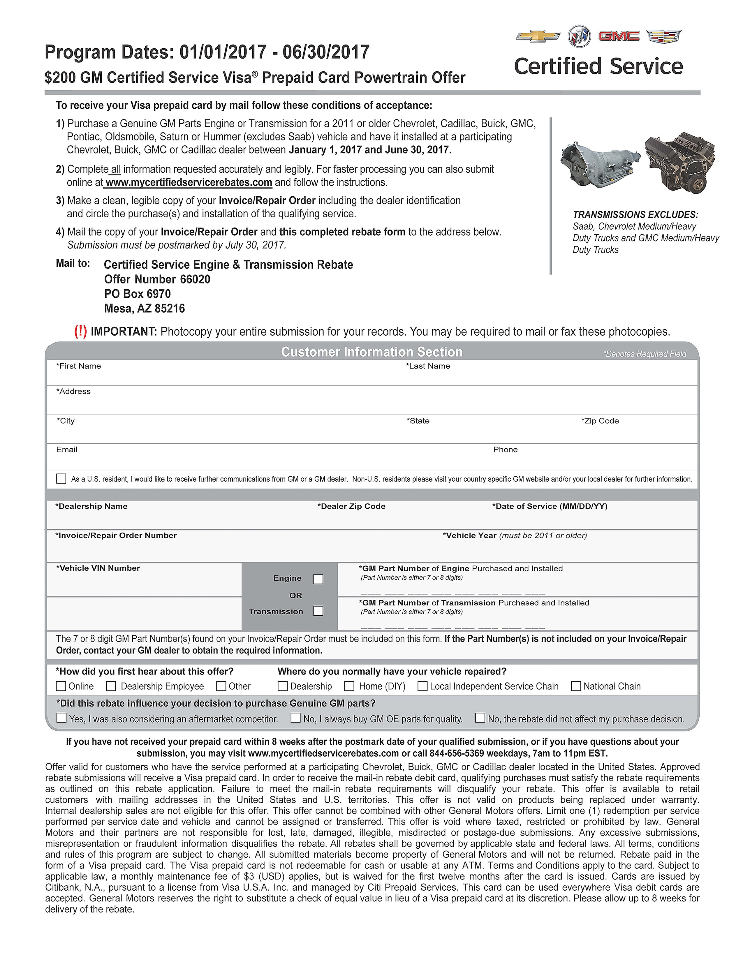 Gm Certified Service Rebate Forms