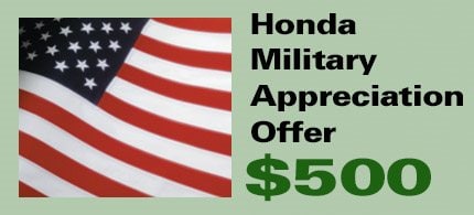 Honda Military Appreciation Offer $500 Bonus