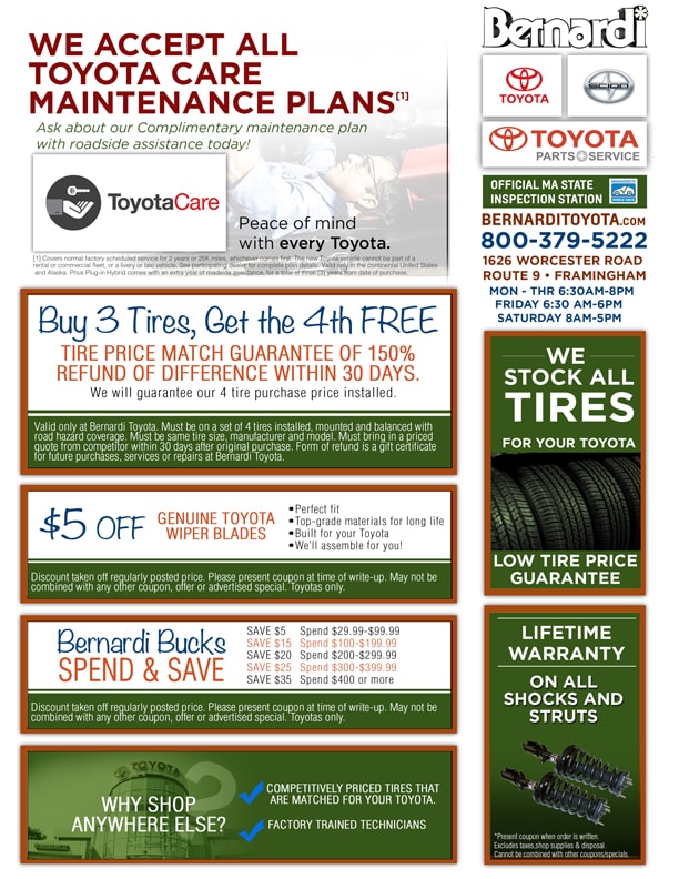 Toyota service coupons massachusetts