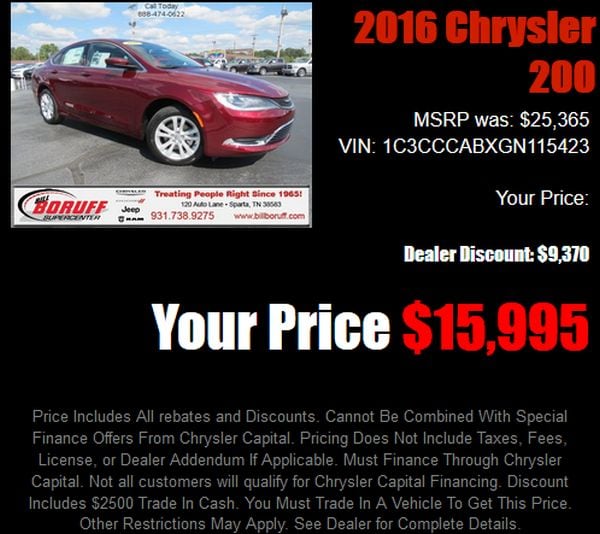 2016 Chrysler 200 Dealer Serving Crossville TN 2016 Chrysler 200 Dealer near Crossville TN