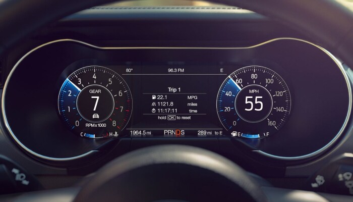 Digital instrument cluster inside the 2019 Ford Mustang