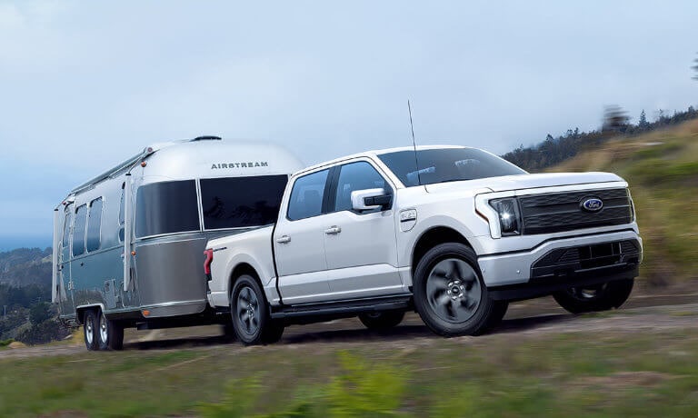 2022 Ford F-150 Lightning exterior towing Airstream