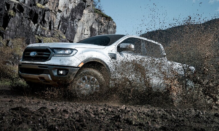 2019 Ford Ranger splashing through mud