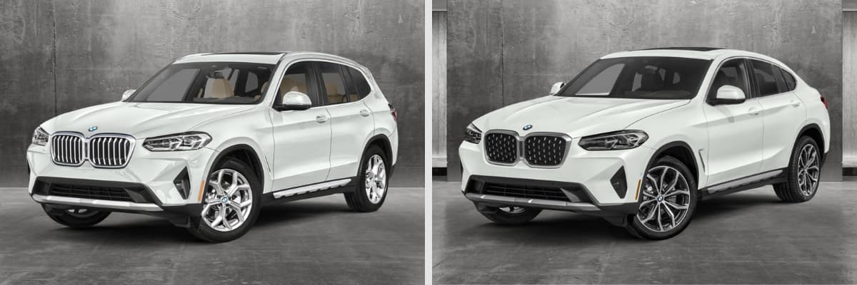 A graphic showing a BMW X3 next to a BMW X4