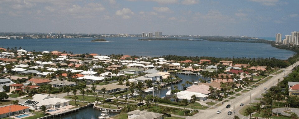 BMW Dealer near Riviera Beach Aerial view looking over Riviera Beach