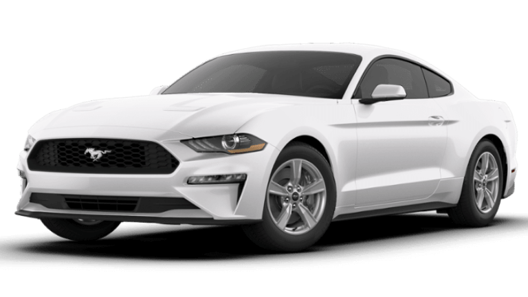 2020 Ford Mustang EcoBoost Fastback A white 2020 Ford Mustang EcoBoost Fastback
