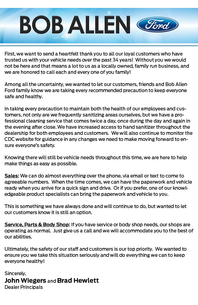 Message from the dealership