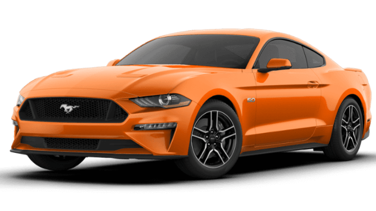 2020 Ford Mustang GT Premium Fastback An orange 2020 Ford Mustang GT Premium Fastback