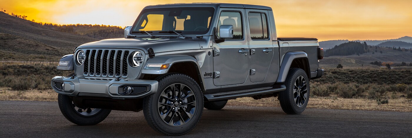 Jeep Gladiator Silver Gladiator High Altitude parked in the desert
