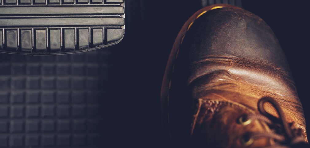 Learn Maintenance Warning Signs at Bobby Rahal Acura in Mechanicsburg, PA | Brown color shoe on top of gas pedal