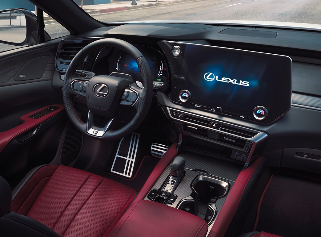 2023 Lexus RX at Bobby Rahal Lexus of Lancaster County in Ephrata, PA | Black and red interior of 2023 Lexus RX