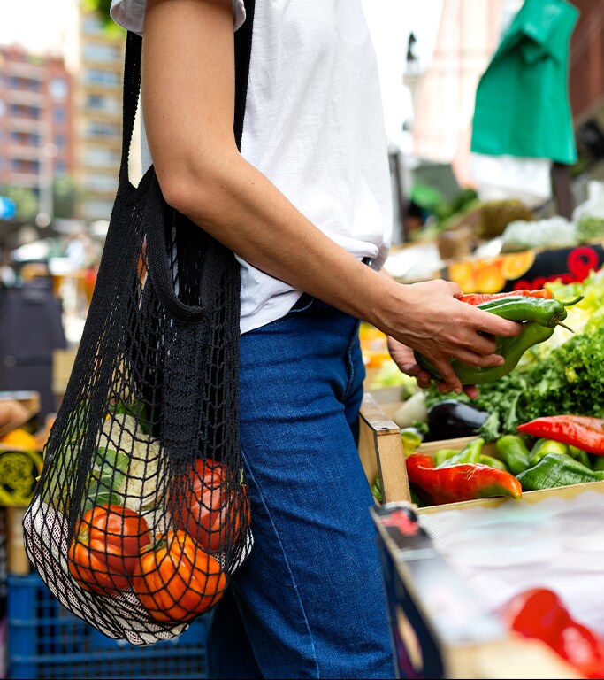 Lexus Dealer in Lancaster, PA | Person shopping around at a food market with produce in the bag