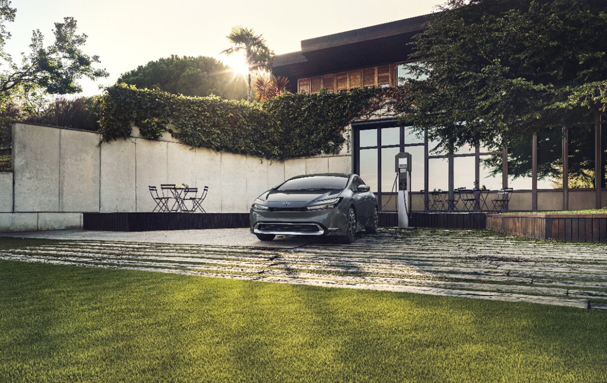 2023 Toyota Prius at Bobby Rahal Toyota in Mechanicsburg, PA | Grey 2023 Toyota Prius Prime is parked outside while charging