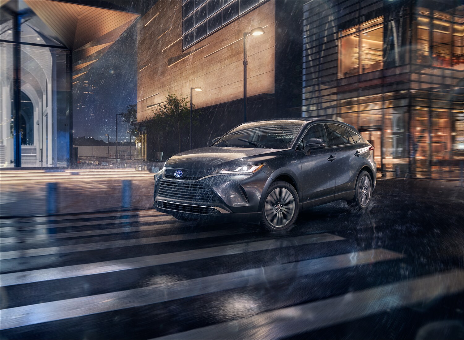 Toyota Hybrid for Everyone at Bobby Rahal Toyota | 2021 Toyota Venza driving at night in the rain