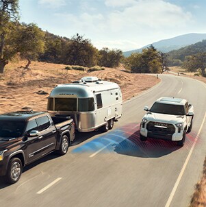 Toyota Hybrid for Everyone at Bobby Rahal Toyota | 2022 Tundra sensor when passing a truck pulling trailer