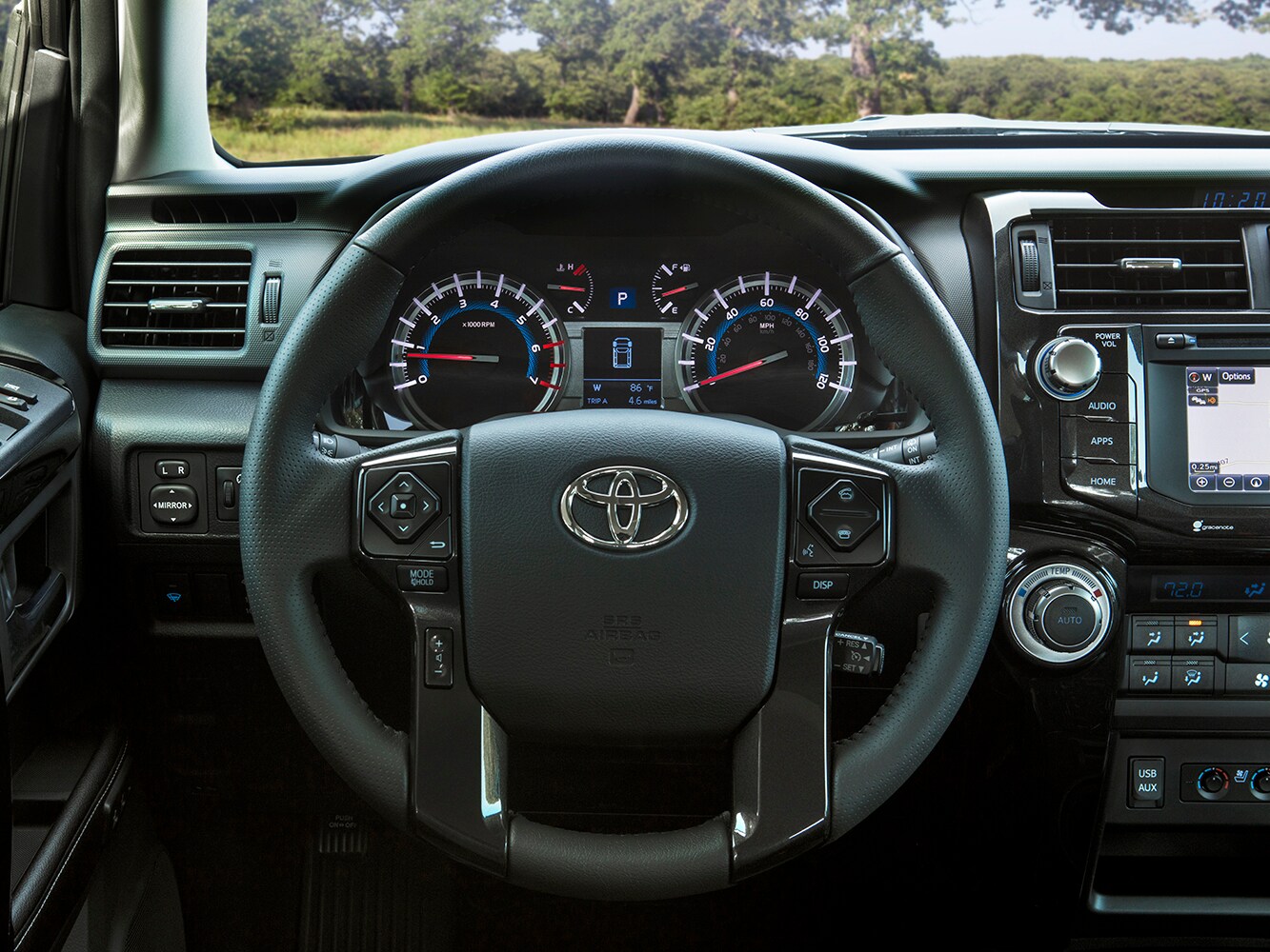 FRN19_DriverCabin_Black.jpg drivers cabin view of the 2019 4Runner