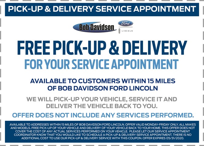 Free Pick Up and Delivery Service Coupon
