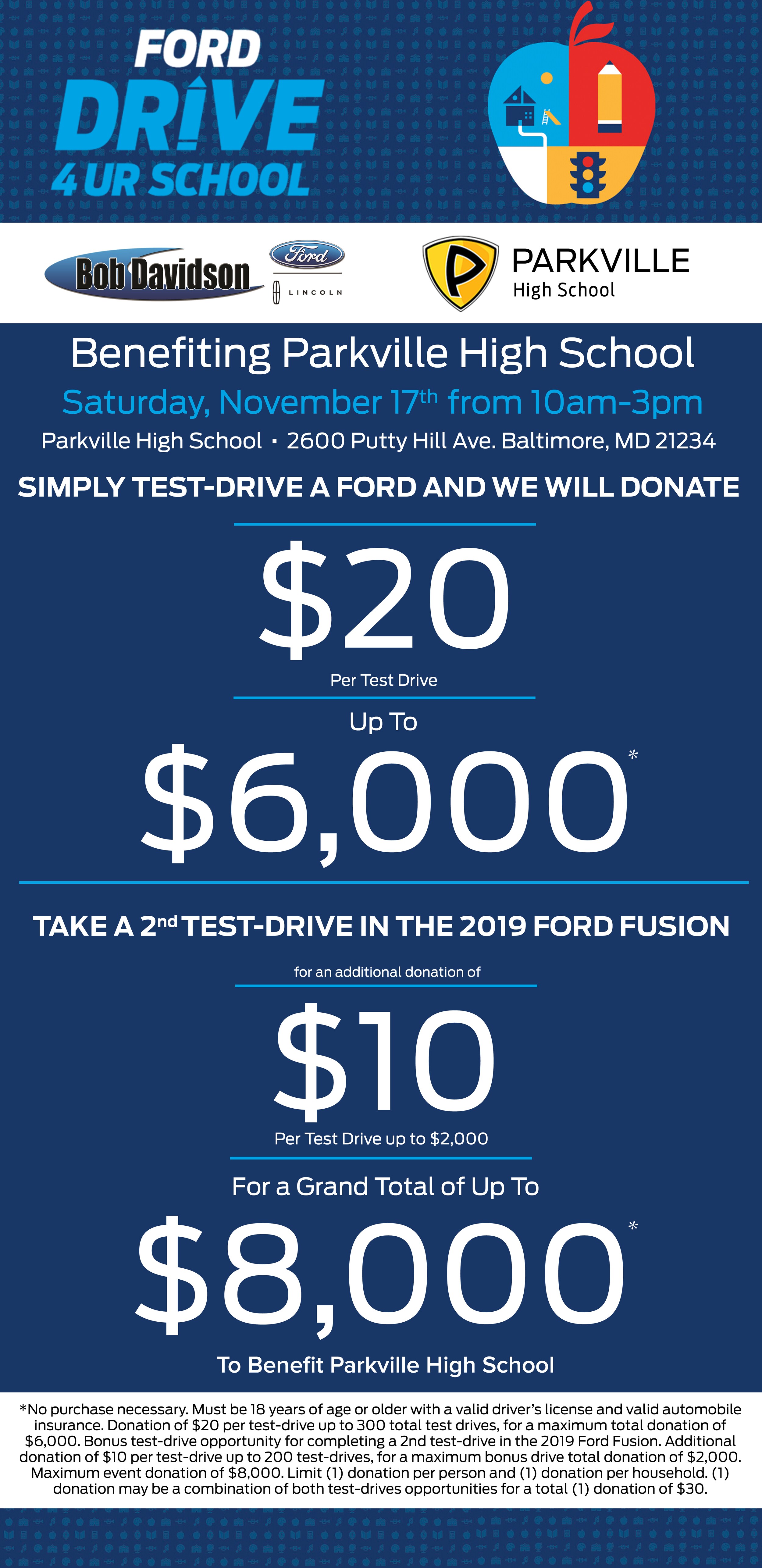 Drive 4 UR School with Parkville High School and Bob Davidson Ford Lincoln