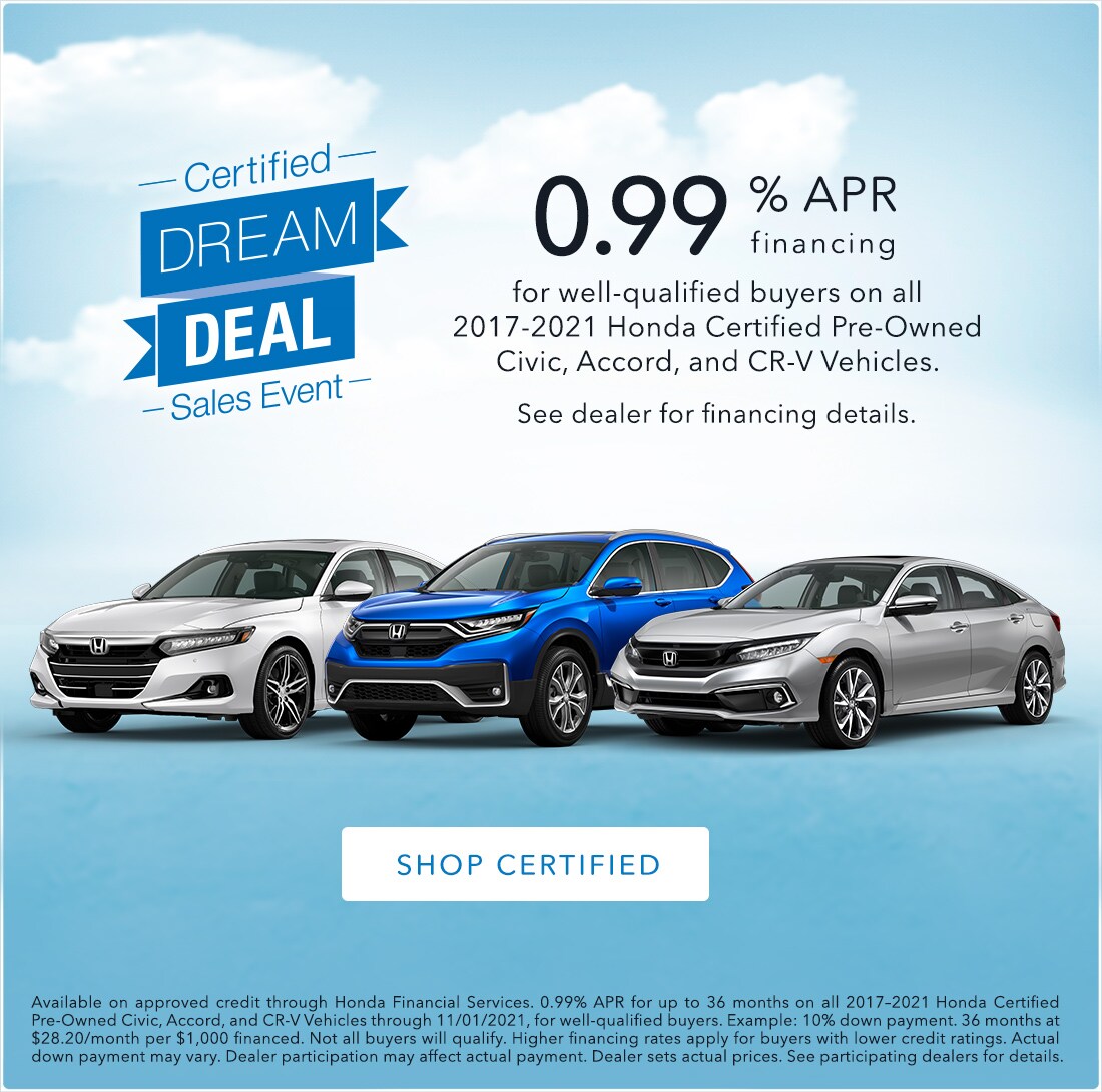Honda Certified Pre-Owned Specials at the Honda Certified Dream Deal Sales Event at Bob Lindsay Honda in Peoria IL