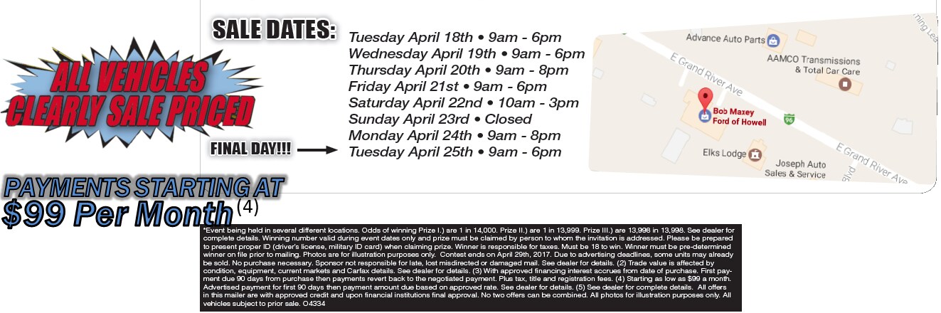 Used Car Tent Sale - Hours