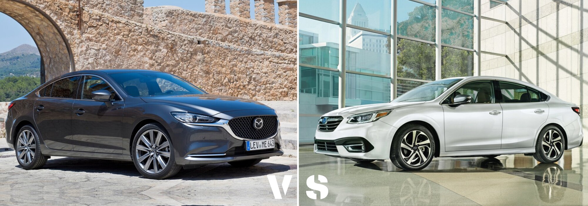 2020 Mazda6 vs. 2020 Subaru Legacy Exterior Comparison.png Side by side exterior comparison of the 2020 Mazda6 sedan and 2020 Subaru Legacy