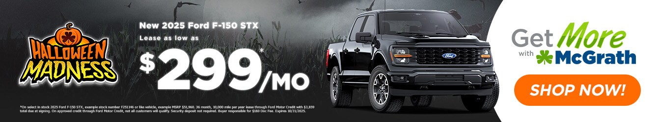 Halloween Madness | 2025 Ford F-150 STX Lease as low as $299/mo