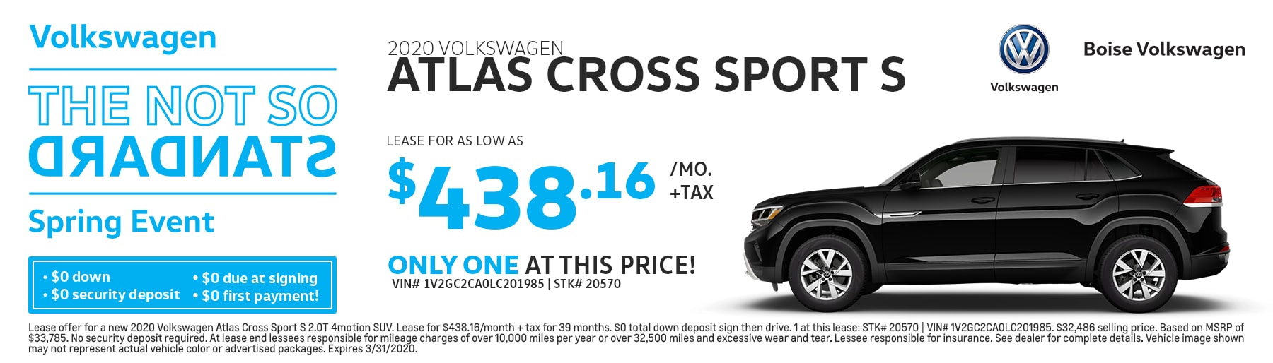 new 2020 VW Atlas Cross Sport lease deals at Boise Volkswagen dealership