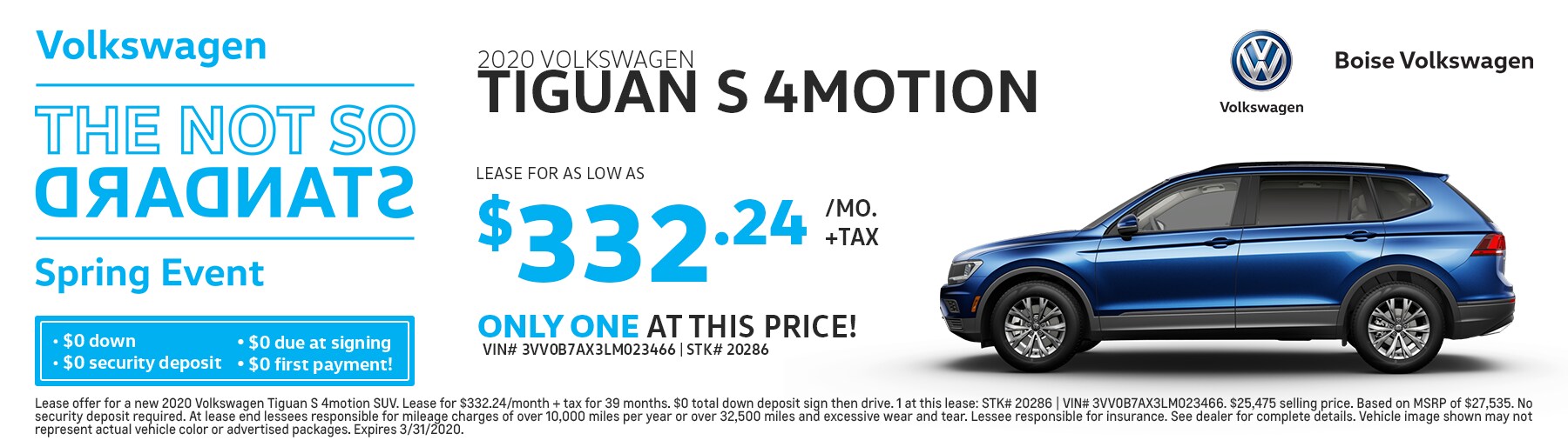 new 2020 VW Tiguan lease deals at Boise Volkswagen dealership