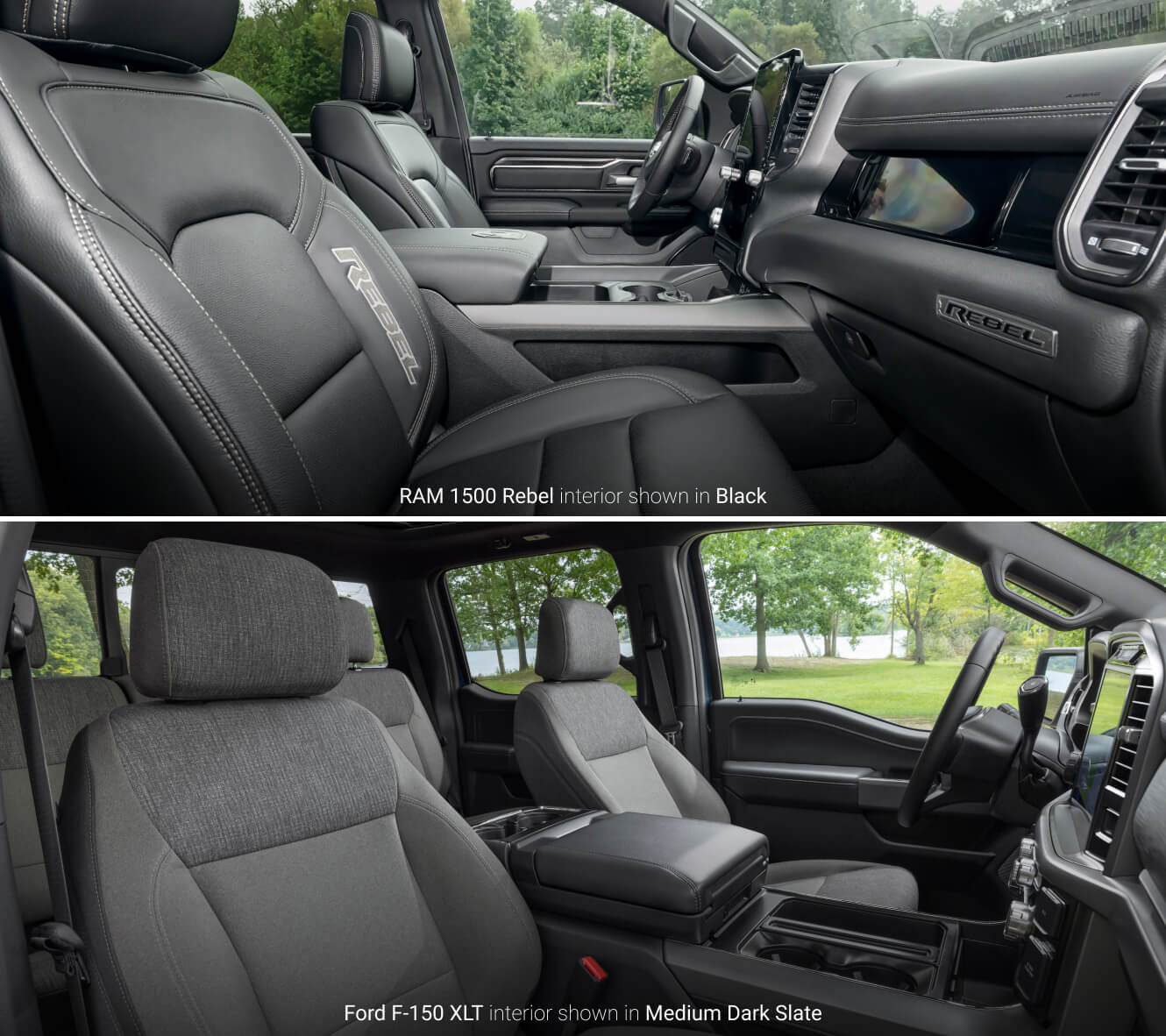 2025 Ram 1500 vs. 2025 Ford F-150 Cabin & Interior