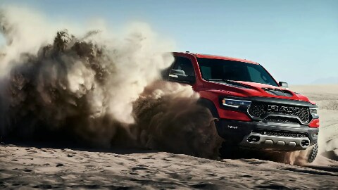 2021 RAM 1500-TRX powering through sand
