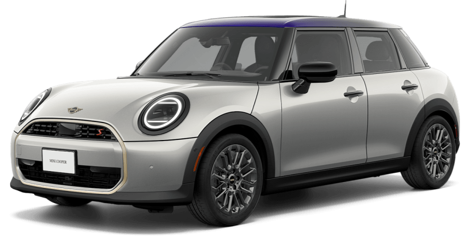 Silver MINI Cooper S 4-Door in three-quarter drivers side angle.