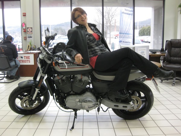 Receptionist Rachel with the Harley XR1200
