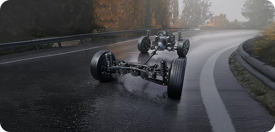 Cutaway illustration of the Subaru Symmetrical All-Wheel Drive system and Boxer engine