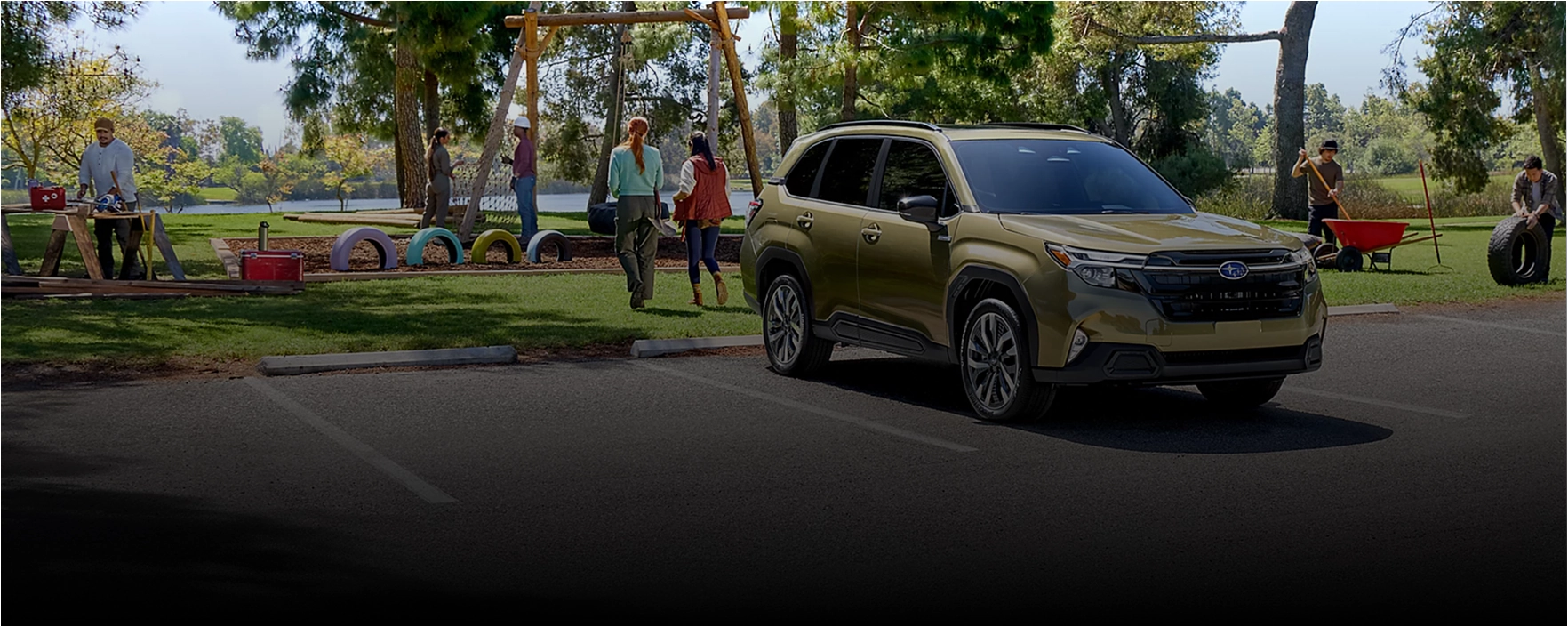 2026 Subaru Forester Hybrid exterior, front three-quarter view showing its modern rugged styling