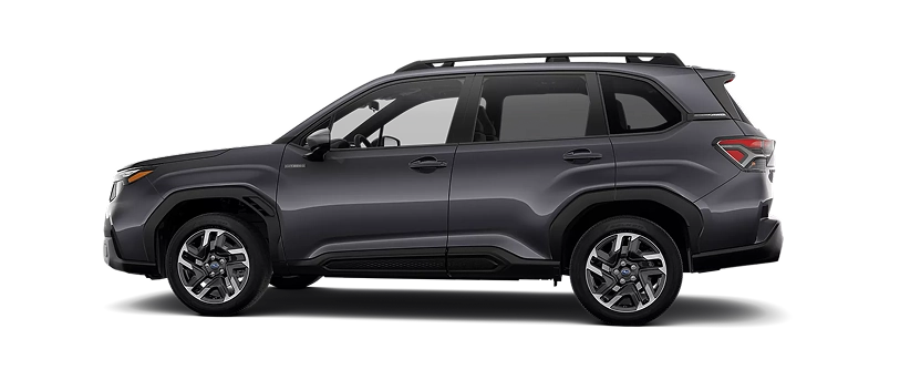 Gray 2026 Subaru Forester Premium Hybrid, side profile view