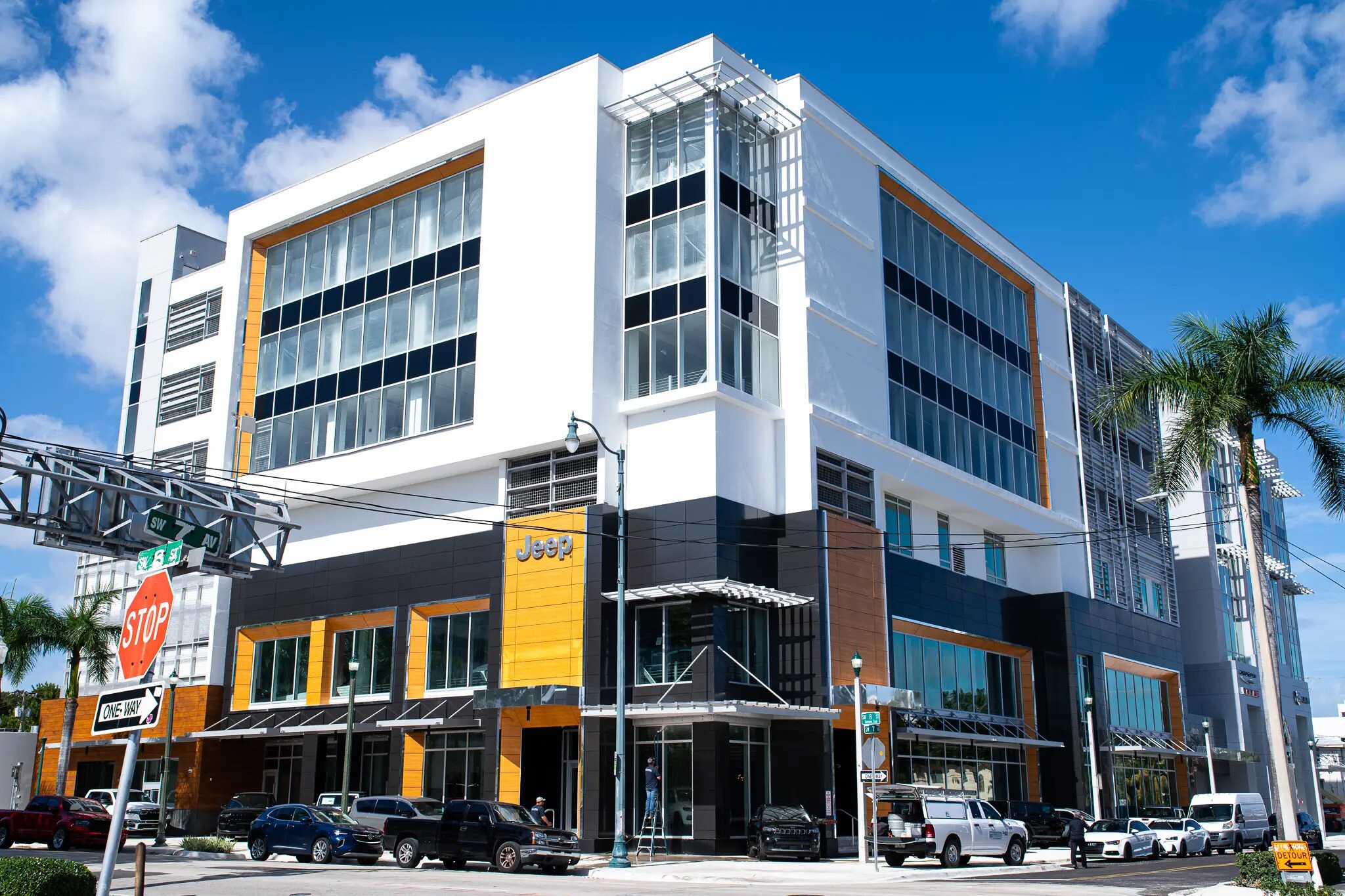 Brickell Chrysler Dodge Jeep Ram dealership storefront at 701 SW 8th Street in Miami