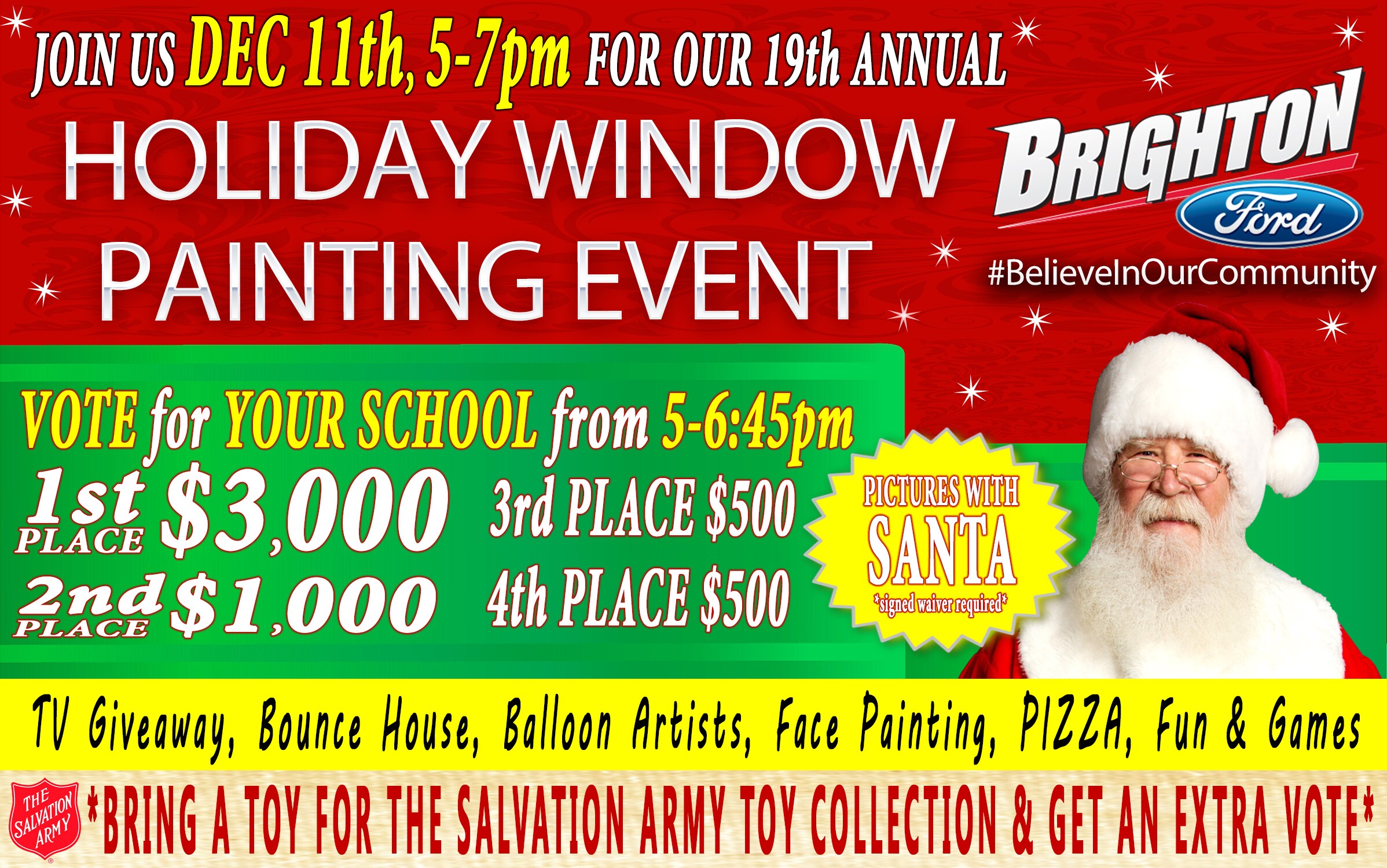 2018 Holiday Window Painting For Brighton Elementary Schools